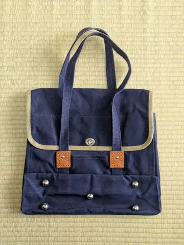 이치자와 캔버스 빨간색 택 구형 택 플랩 포함 토트백 캔버스 면 캔버스