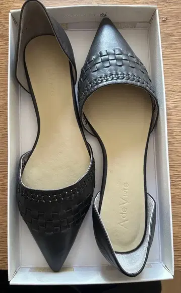 천연 가죽 플랫 펌프스 블랙