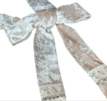 시코키 시고키 성인식 후리소데 벨로아 베이지 오비 장식