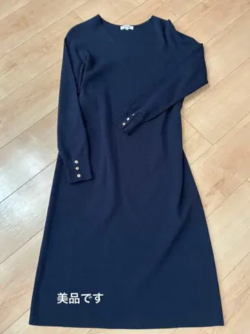 네이비 V넥 니트 원피스 M 원피스 스웨터