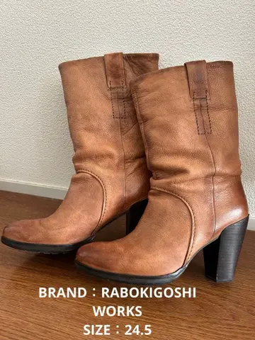 works 라보키고시 가죽 롱 부츠