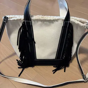 Ayako Bag 프린지 토트백 2way 캔버스 블랙
