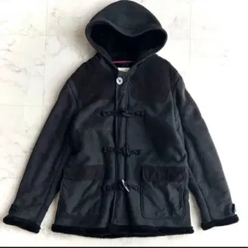 남성용 무스탕 코트 더플 이카 블랙 퍼 L 보아 블랙