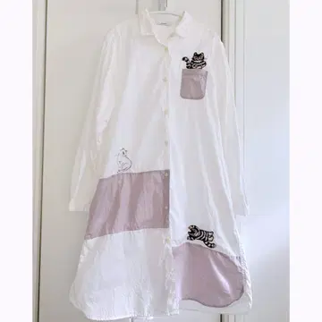 그라니프 100만 번 산 고양이 셔츠 원피스 여성용 프리 사이즈 화이트