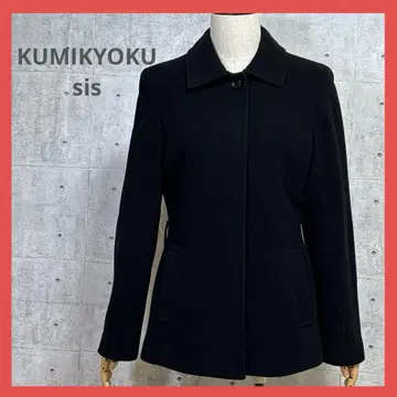 쿠미교쿠 새상품급 [ M ] 울 코트 블랙 캐시미어 혼방