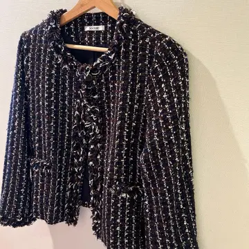 So close 네이비 트위드 노카라 자켓