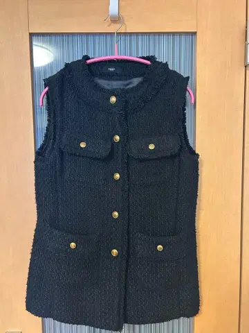 BASEMENT 블랙 트위드 베스트