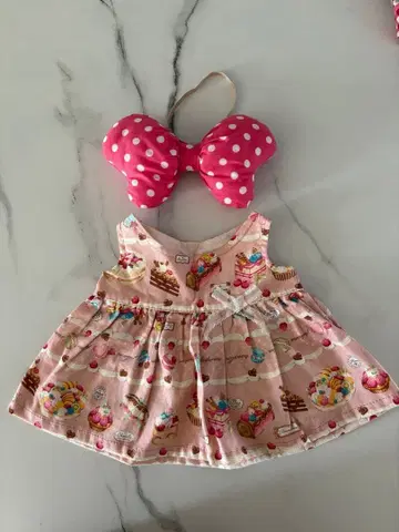 인형용 드레스 세트 (핑크, 빨간색)