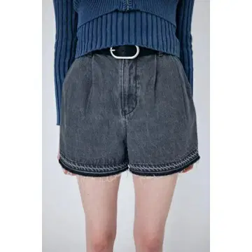 MOUSSY 그레이 데님 숏팬츠 벨트 포함