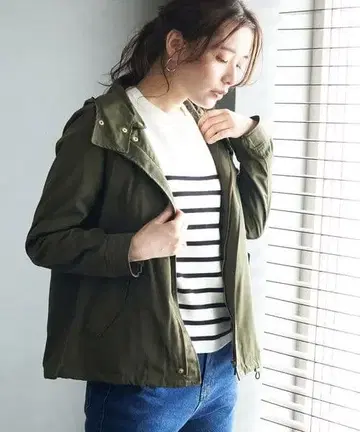 [택 포함 새상품] 로페피크닉 올리브 후드 부착 자켓 탈부착 라이너 포함