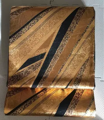 기모노 오비 후쿠로 오비 금실 x 블랙 성인식 결혼식