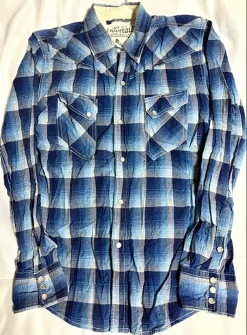 Dovetail 웨스턴 셔츠 블루 계열 체크 코튼 M 아메카지