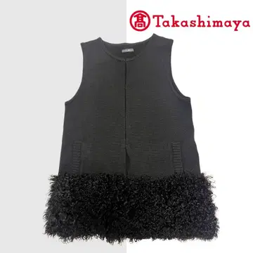 타카시마야 카르간 라무 니트 베스트 새상품급 블랙