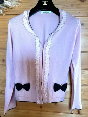 리본 [ GALLERY VISCONTI ] 핑크 가디건 울 혼방 L