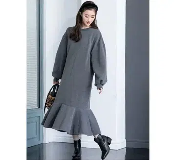 Fifth 속기모 소프트 맨투맨 머메이드 원피스 그레이 맨투맨