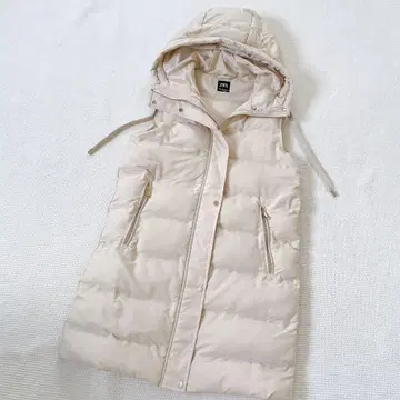 ZARA 자라 충전솜 후드 부착 롱 베스트 XS