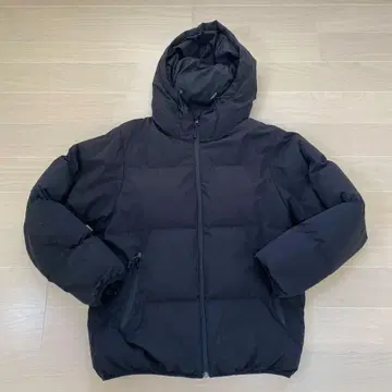 GU 블랙 후드 부착 다운 자켓 M