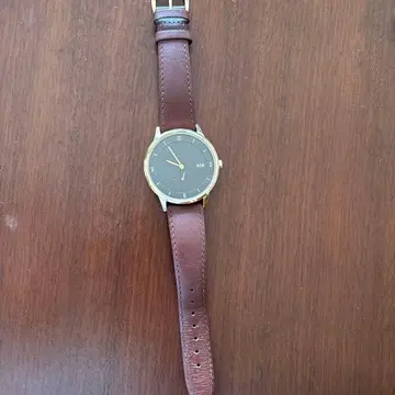 ete 브라운 가죽 쿼츠 손목시계