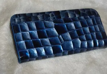 네이비 크로커다일풍 장지갑