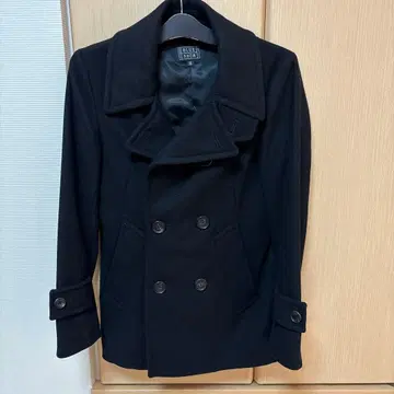 블루 워크 블랙 더블 브레스트 피 코트 XS