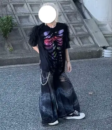 인조 모피 데미지 리메이크 T셔츠