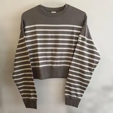 ORCIVAL 그레이와 화이트 스트라이프 크롭 기장