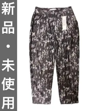 [택 포함 새상품] 자카드 데님 팬츠 M 블랙 올 패턴 데님 와이드 팬츠