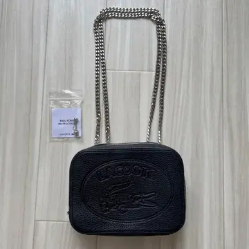 [ 한정 할인 ] LACOSTE 블랙 가죽 숄더백
