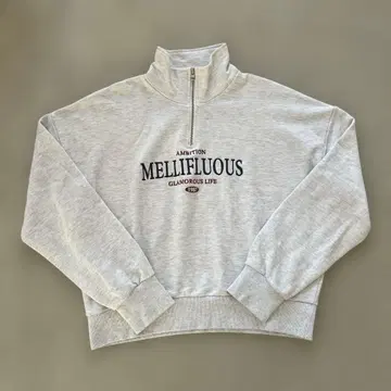 시엔느 2WAY 자수 하프 지퍼 맨투맨 그레이 루즈핏 트레이닝복