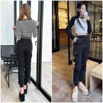 새상품 Rady 따뜻한 속기모 슬림 레그 맨투맨 카고 팬츠 M