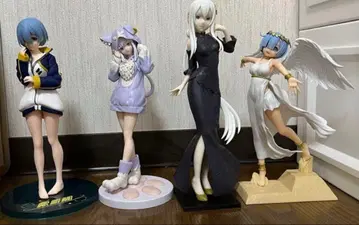 리제로 4체 세트 Re:제로 피규어 렘 에밀리아 에키드나