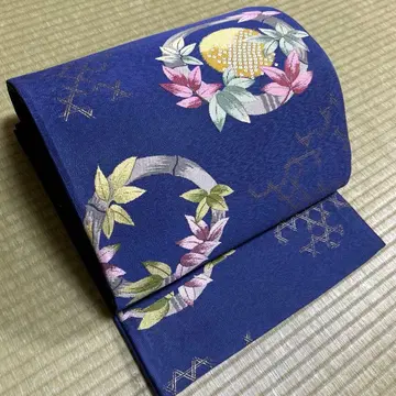 순수 실크 교토 후쿠로 오비 [ 대나무 리스 ]