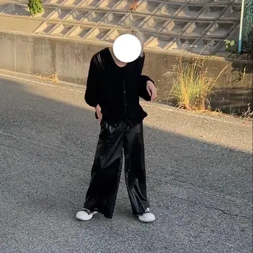 리메이크 와이드 가죽 팬츠