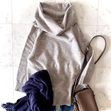 새상품급 맥피 캐시미어 혼방 울 터틀넥 풀오버 멜란지 베이지 S