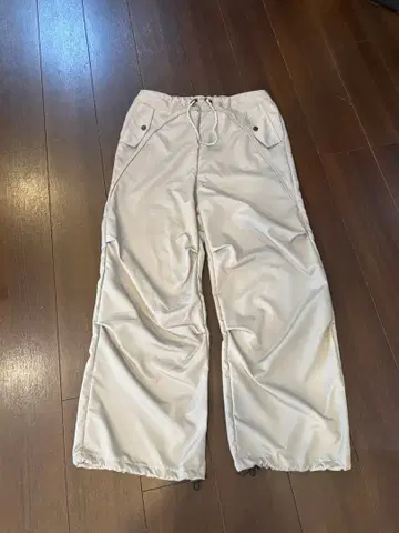 나일론 팬츠 사이버 펑크 y2k 우라하라 은 라이트 그레이