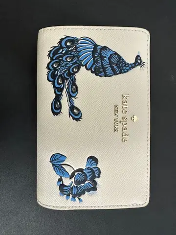 미사용급 케이트 스페이드 접이식 지갑 M293 블루 패턴 수납 다자인