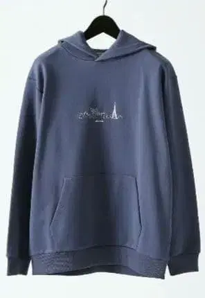 자수 풀오버 후드티. M 사이즈 블루 계열 남성/여성