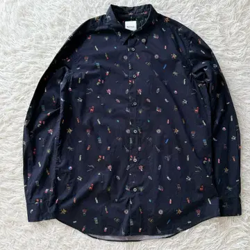 새상품급 최근 폴스미스 긴팔 셔츠 올 패턴 쉘 버튼 골드 버튼