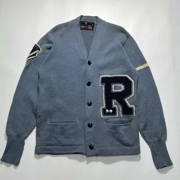 50s~60s 빈티지 레터드 가디건 L 블루 그레이 7
