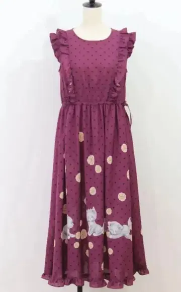 [ 기간 한정 ] 프랑슈리페 폼폼캣 원피스 보르도