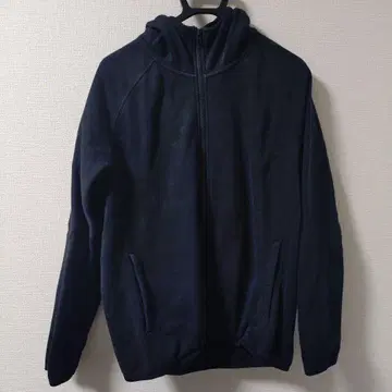 블랙(검정) 풀 집업 플리스 후드티