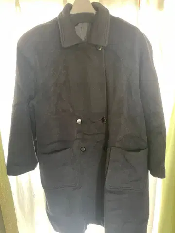 블랙 롱 코트 M 사이즈 모 100% 동물 모 100%