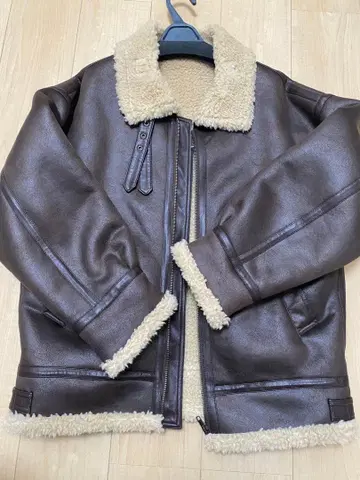 브라운 양가죽 무스탕 코트 S ungrid