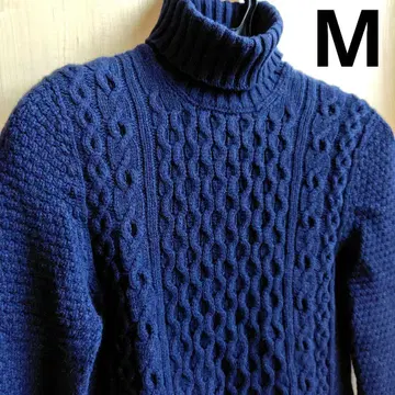 Drumohr 네이비 M 사이즈 케이블 니트 스웨터 터틀넥