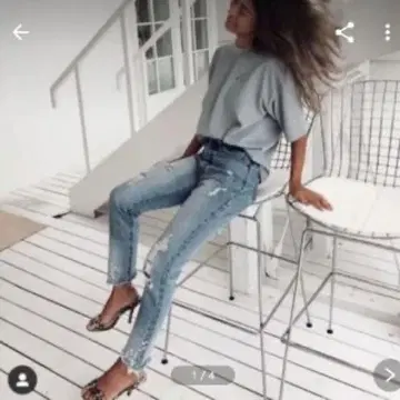 ALEXIA STAM 거의 미사용! 레어 데미지 가공 데님 라이트 블루