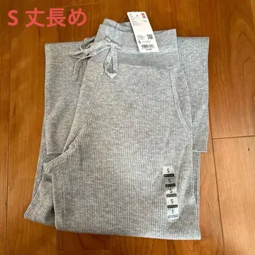 워셔블 니트 리브 팬츠 S 긴 길이