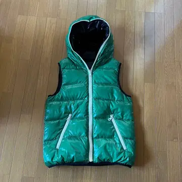 다운 베스트 후드 그린 그린