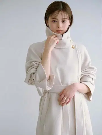 울 캐시미어 스탠드 카라 코트