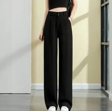 세미 와이드 팬츠 슬랙스 여성용 블랙