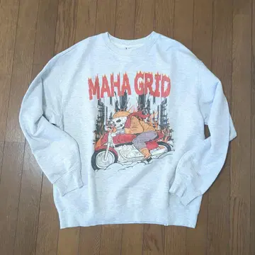 maha grid 바이크 해골 그래픽 맨투맨 L